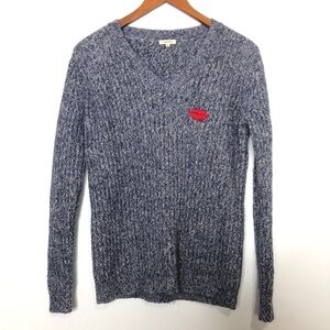 Manoush‎ Embroidered Lips Sweater Blue Xsmall